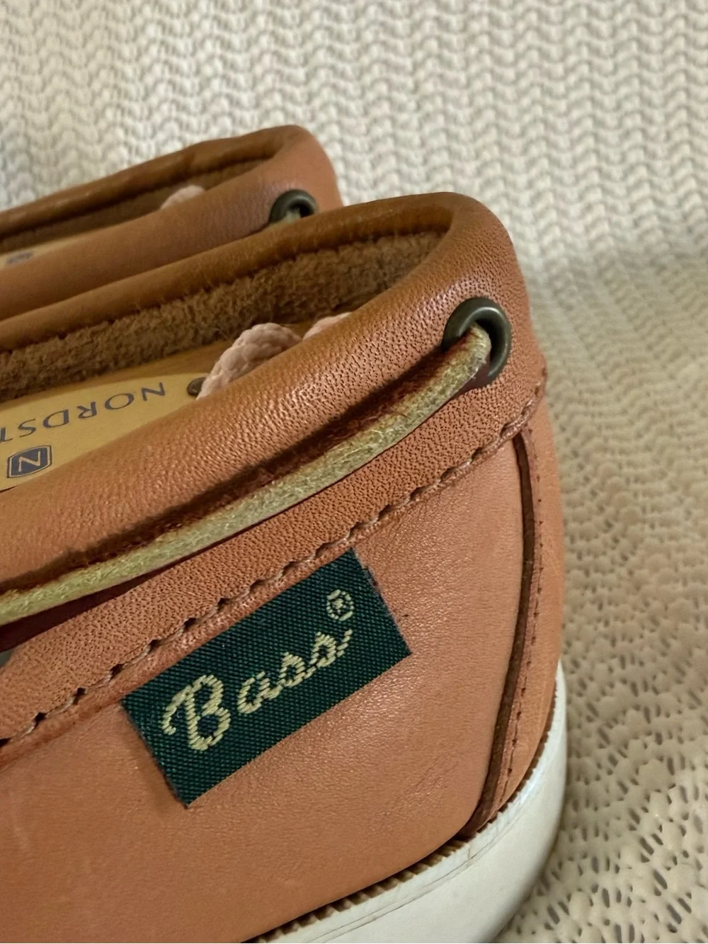 Bass Boaters Brown Leather Boat Shoes Men’s Size 7M Moc Toe Lace-Up